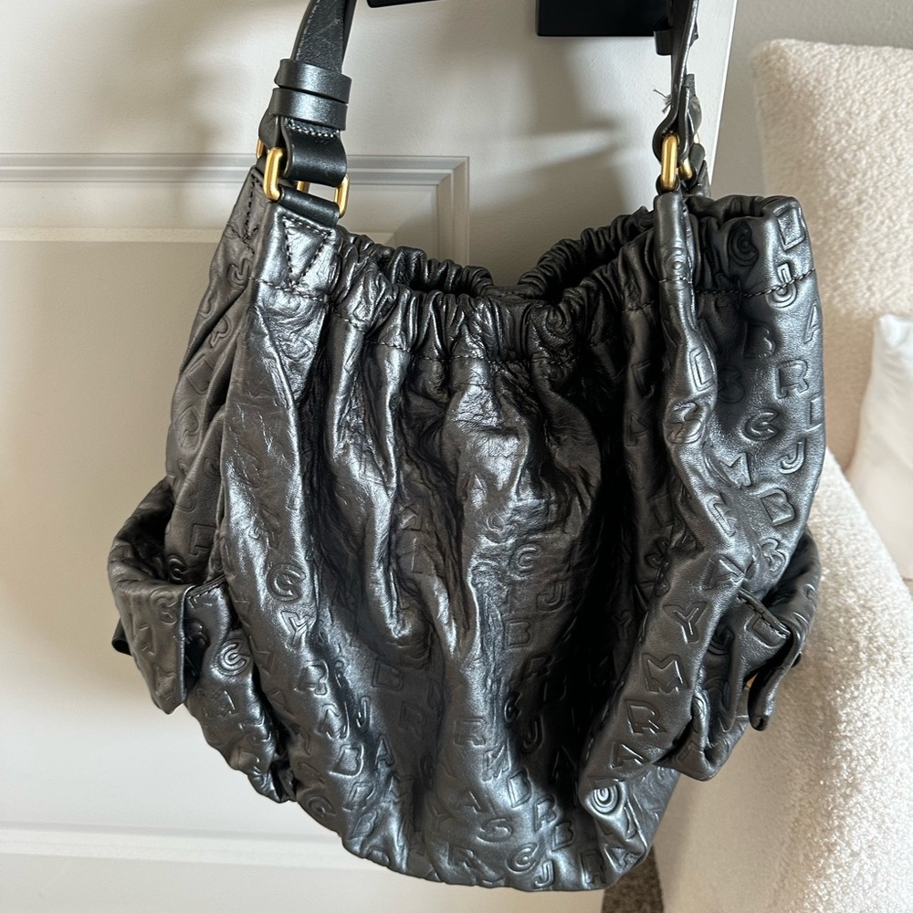 NEW Marc By Marc Jacobs Charcoal Embossed Hobo Bag